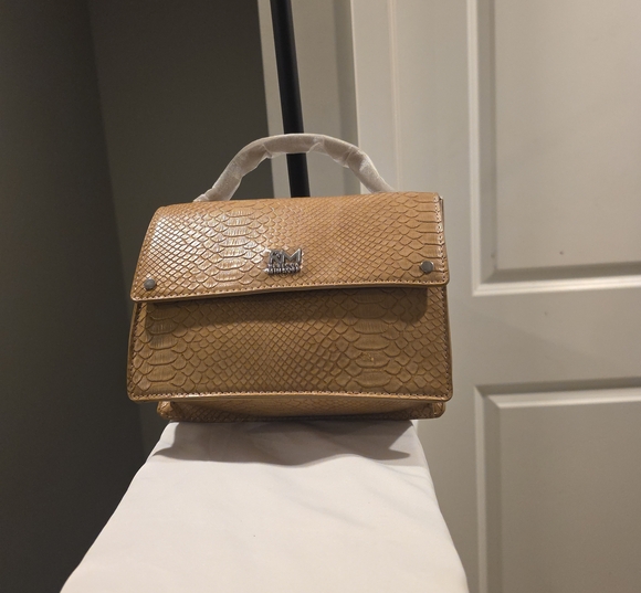 Rebecca Minkoff Handbags - Rebecca Minkoff Tan Snakeskin-Embossed Mini Top-Handle Bag